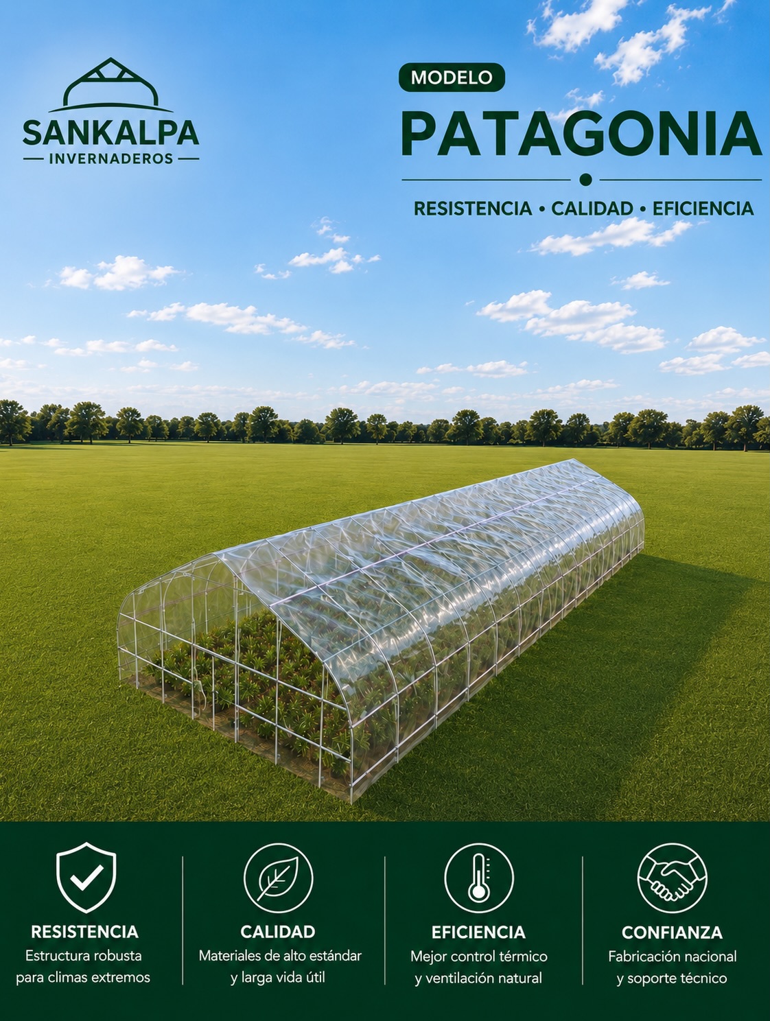 Invernadero Sankalpa fabricado en Chile para clima extremo
